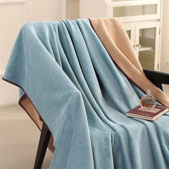 Plaid Jacquard Warm Throw Blanket - Blue - 2PCS Pillowcases - 19" x 29" - image 14