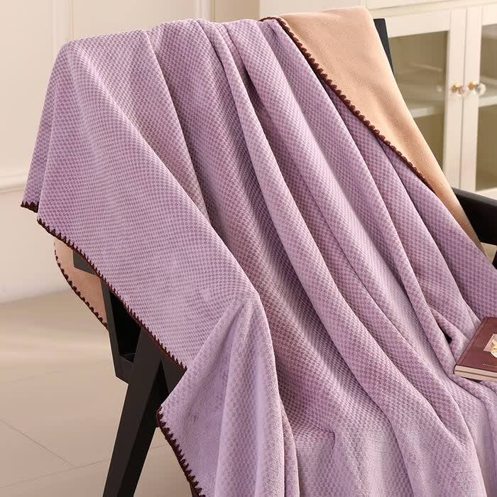 Plaid Jacquard Warm Throw Blanket - Purple - 2PCS Pillowcases - 19" x 29" - image 10