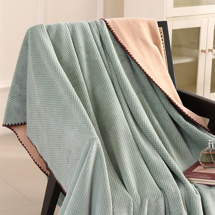 Plaid Jacquard Warm Throw Blanket - Green - 2PCS Pillowcases - 19" x 29" - image 13