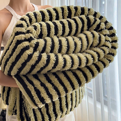 Timeless Style Striped Jacquard Blanket - Black & Green - Queen - image 17