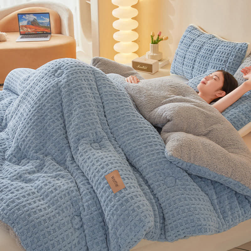Waffle Jacquard Warm Plush Blanket - image 3