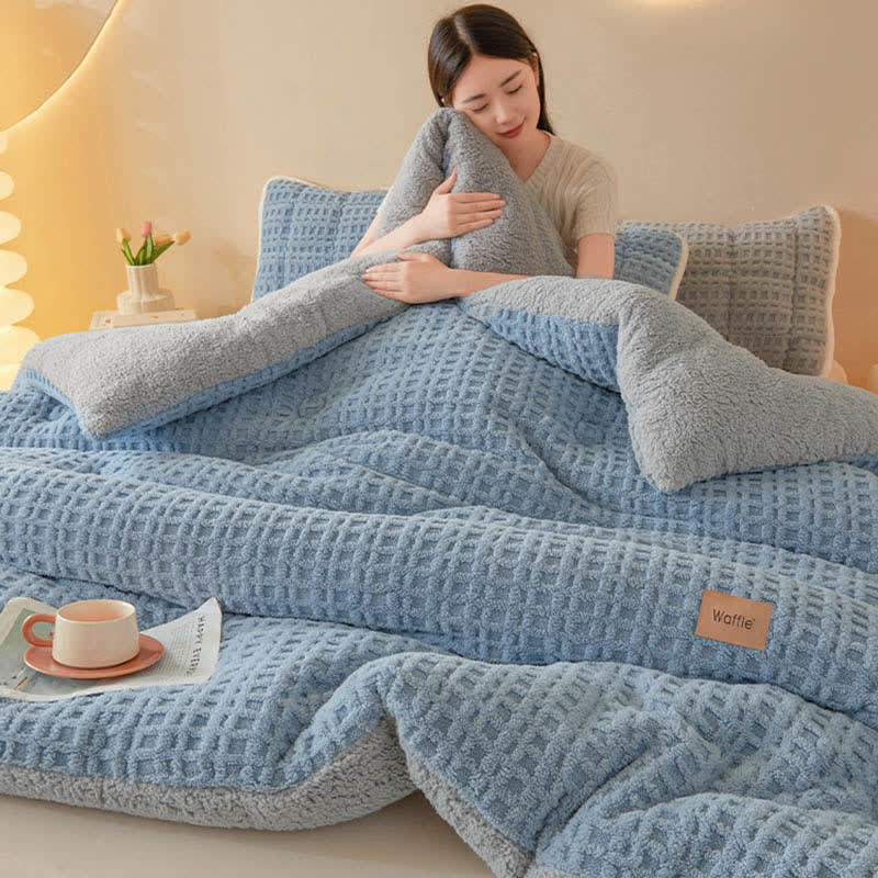 Waffle Jacquard Warm Plush Blanket - image 4