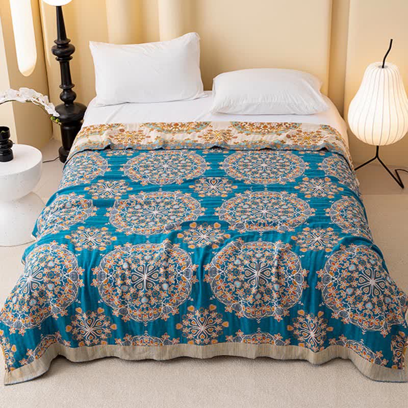 Exotic Vintage Floral Cotton Gauze Quilt - image 1
