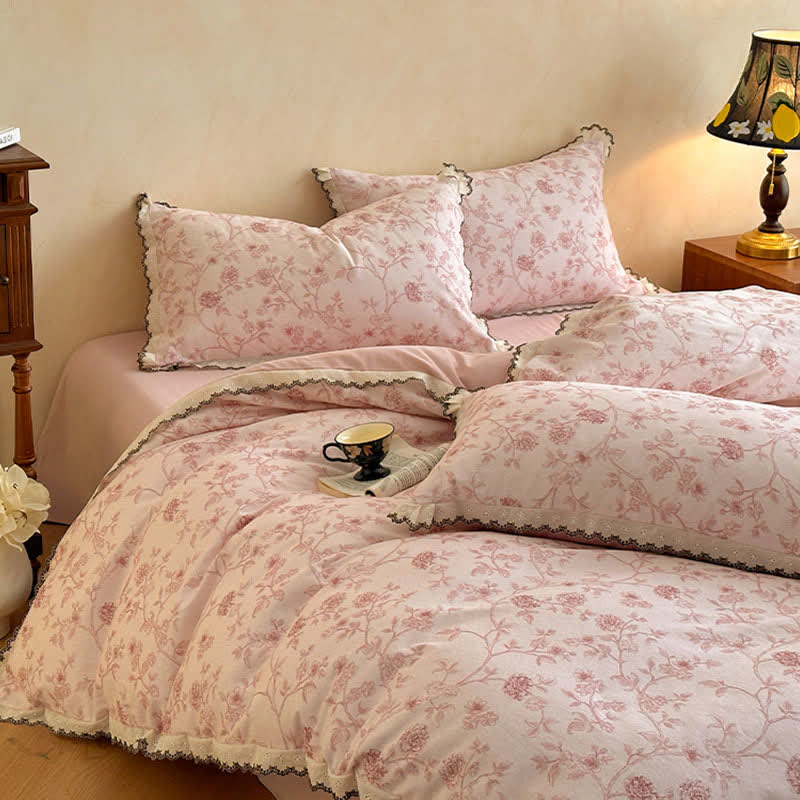 Ownkoti Vintage Floral Cotton Lace Bedding Set - image 5