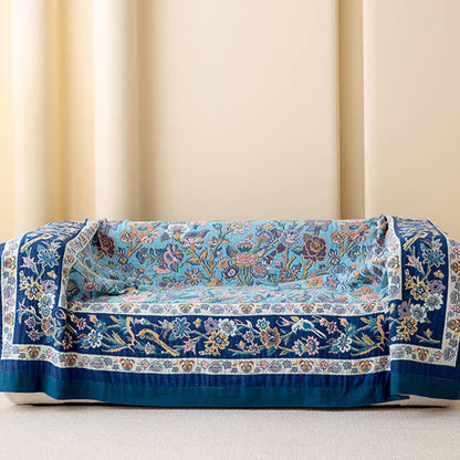 Blue Floral Cotton Gauze Quilt - image 2