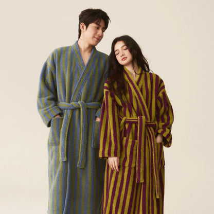 Ownkoti Winter Fleece Modern Stripe Warm Bathrobe - image 0