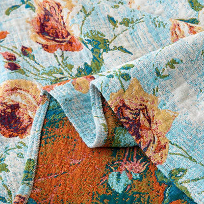 Painterly Rose Tassel Cotton Gauze Quilt - image 4