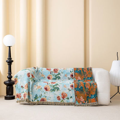 Painterly Rose Tassel Cotton Gauze Quilt - image 2