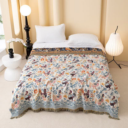 Farmhouse Chicken Floral Cotton Gauze Quilt - Full - image 0
