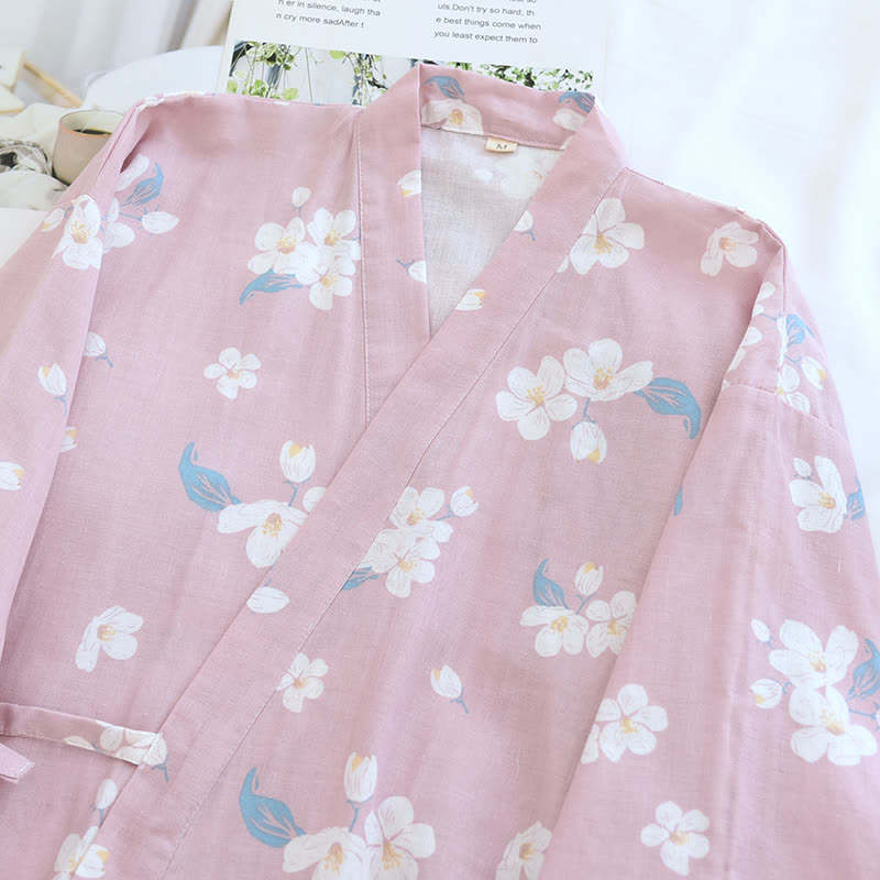 Cotton Gauze V-neck Floral Pajama Set - image 3