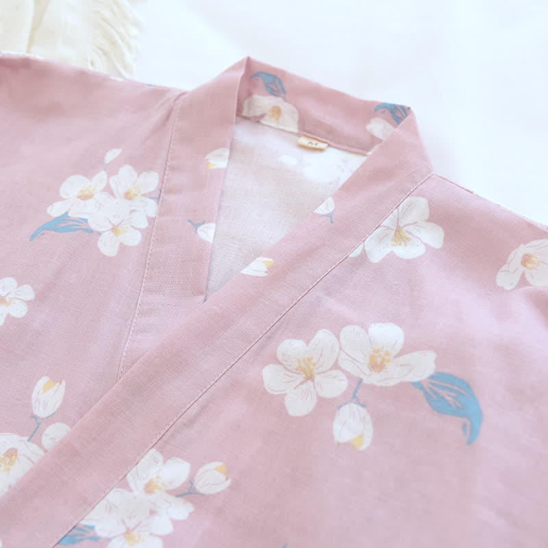 Cotton Gauze V-neck Floral Pajama Set - image 4