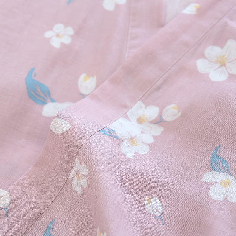 Cotton Gauze V-neck Floral Pajama Set - image 7