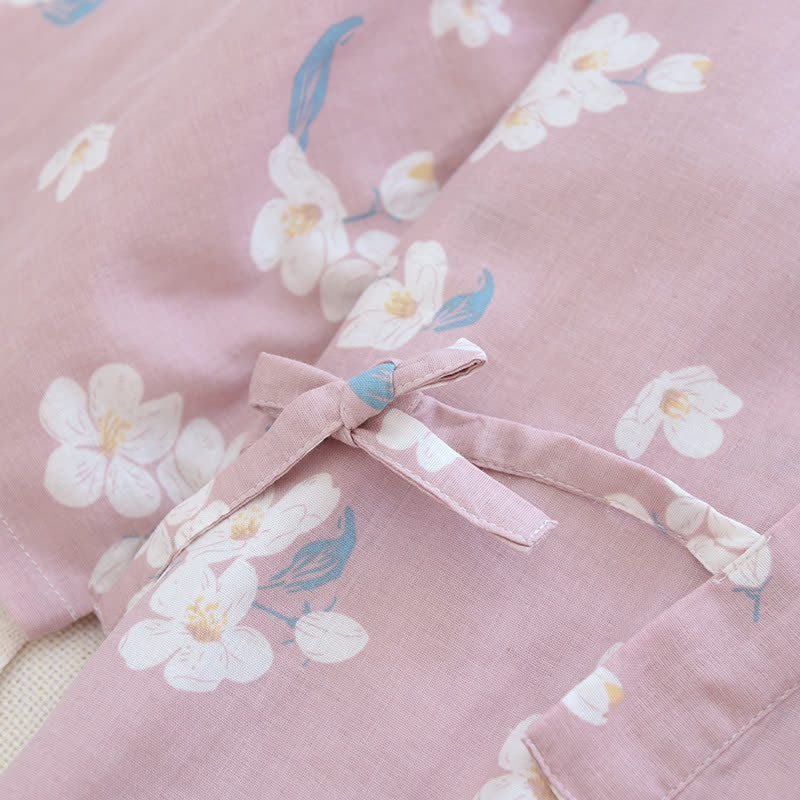 Cotton Gauze V-neck Floral Pajama Set - image 8