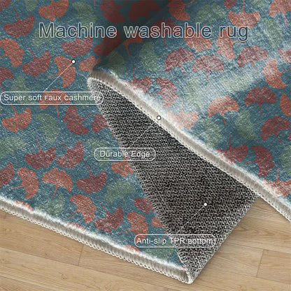 Ownkoti Foldable Rustic Ginkgo Leaf Anti-slip Area Rug - image 5