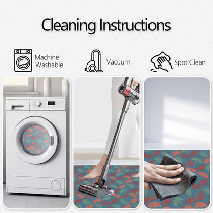 Foldable Rustic Ginkgo Leaf Anti-slip Area Rug - image 7