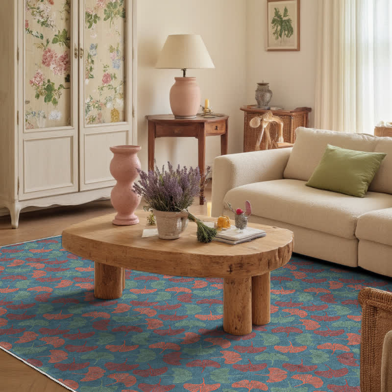 Ownkoti Foldable Rustic Ginkgo Leaf Anti-slip Area Rug - image 1