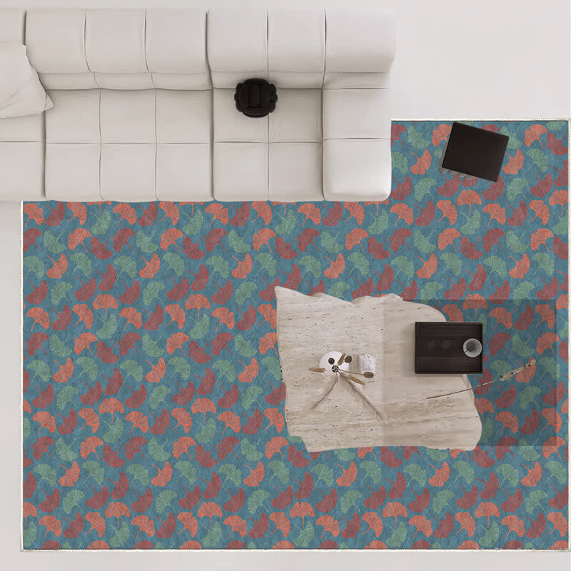 Foldable Rustic Ginkgo Leaf Anti-slip Area Rug - image 3