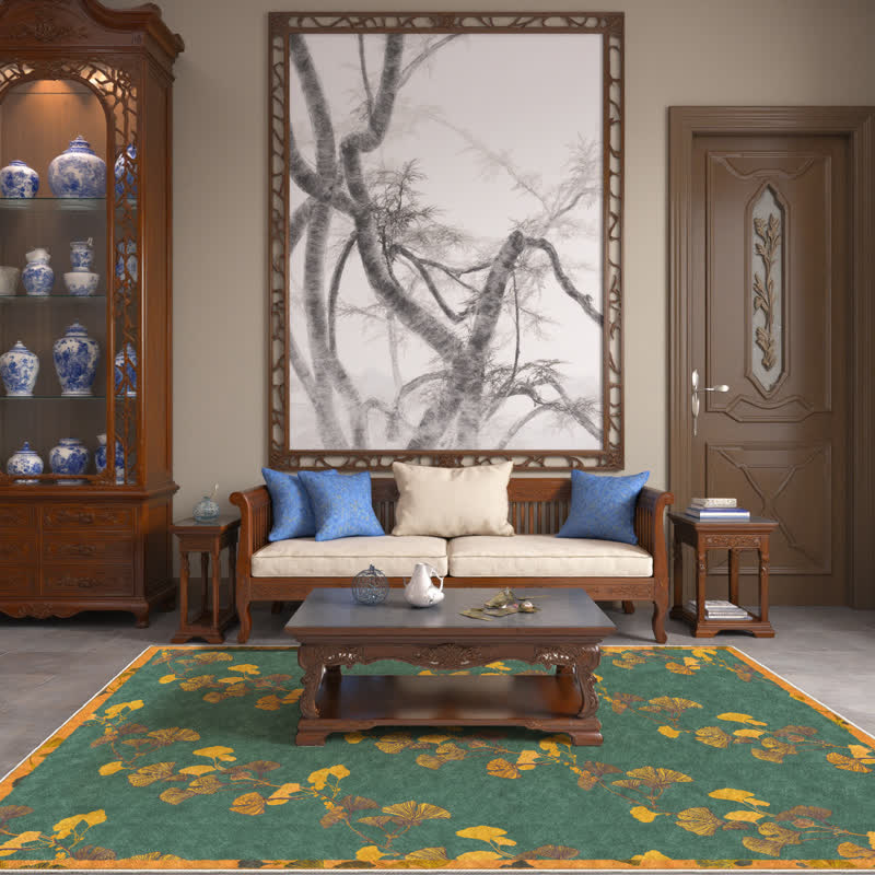 Ownkoti Pastoral Ginkgo Leaf Anti-slip Foldable Rug - image 2
