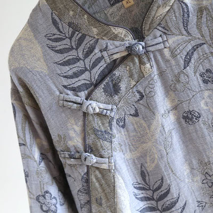 Oriental-Inspired Floral Cotton Gauze Pajama Set - image 5