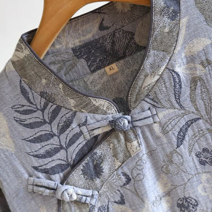 Oriental-Inspired Floral Cotton Gauze Pajama Set - image 4