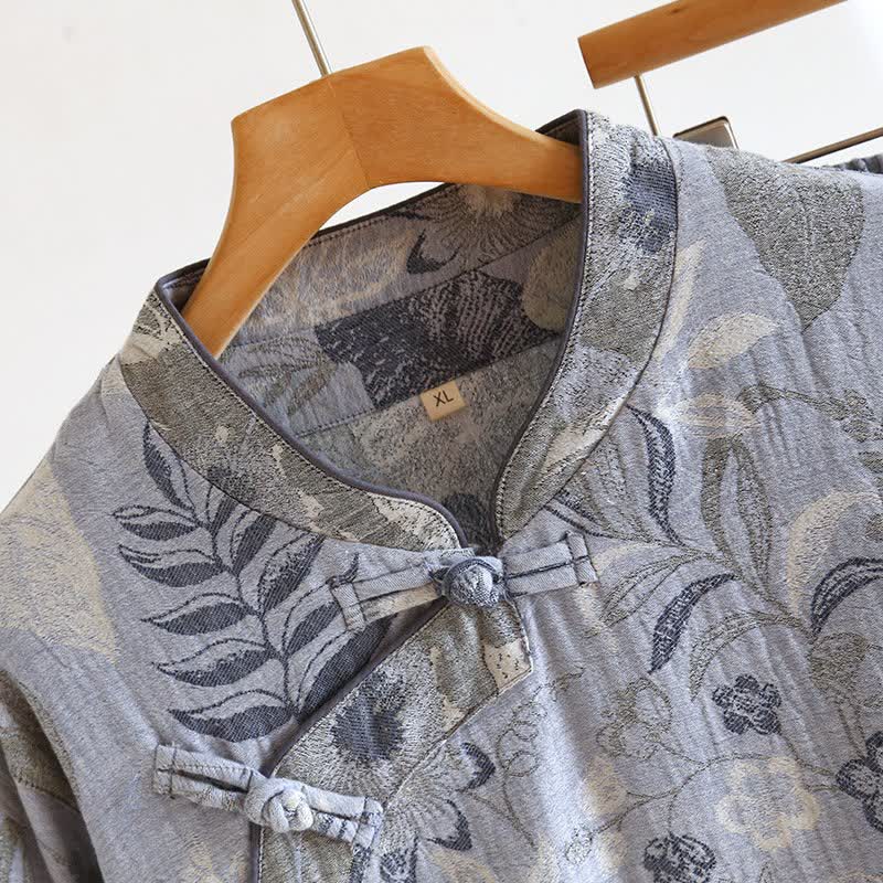Ownkoti Oriental-Inspired Floral Cotton Gauze Pajama Set - image 1