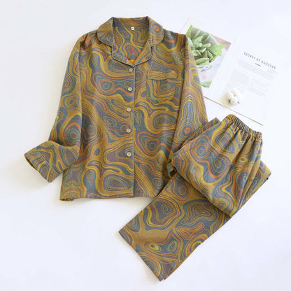 Artistic abstract Cotton Pajama Set - Green - XL - image 12