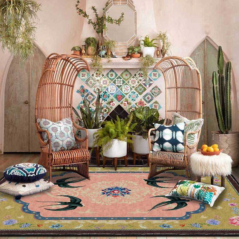 Vintage Oriental Swallow Anti-slip Area Rug - 61" x 96" - image 0