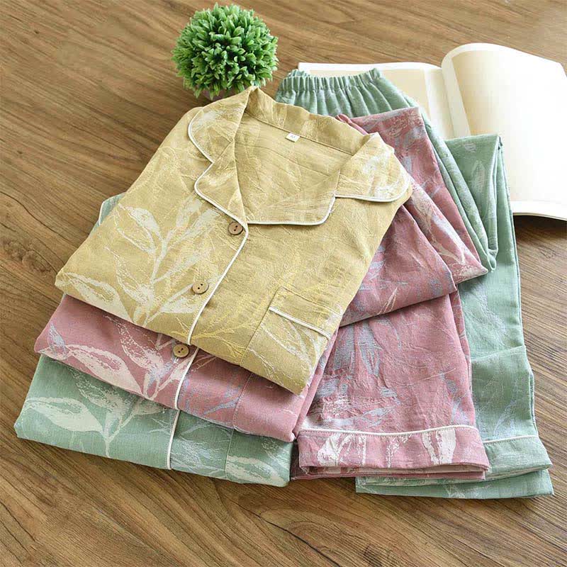 Bamboo Leaf Inspired Cotton Pajama Set - image 2