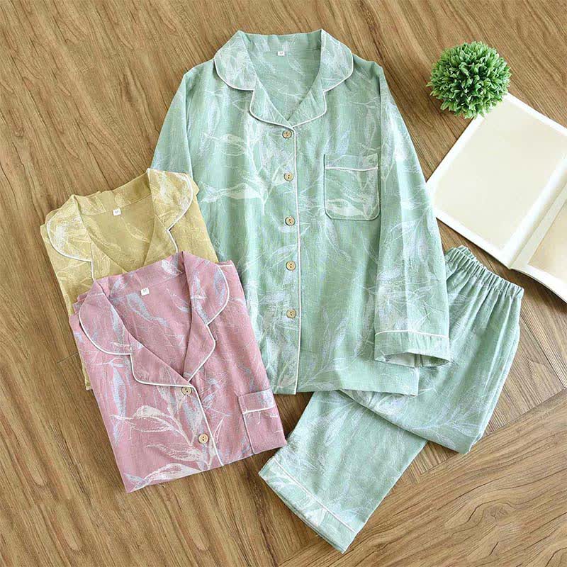 Bamboo Leaf Inspired Cotton Pajama Set - image 0