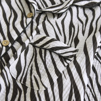 Modern Zebra-striped Cotton Gauze Pajama Set - image 5