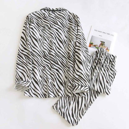 Modern Zebra-striped Cotton Gauze Pajama Set - image 2