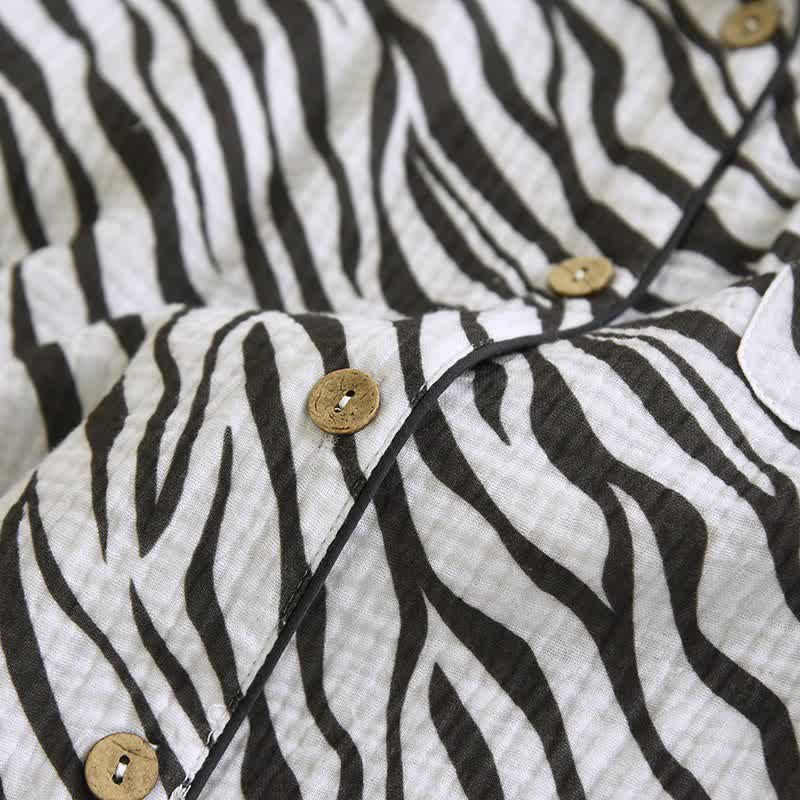 Modern Zebra-striped Cotton Gauze Pajama Set - image 6