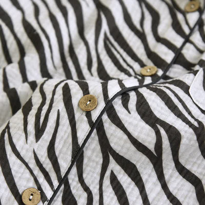 Modern Zebra-striped Cotton Gauze Pajama Set - image 6