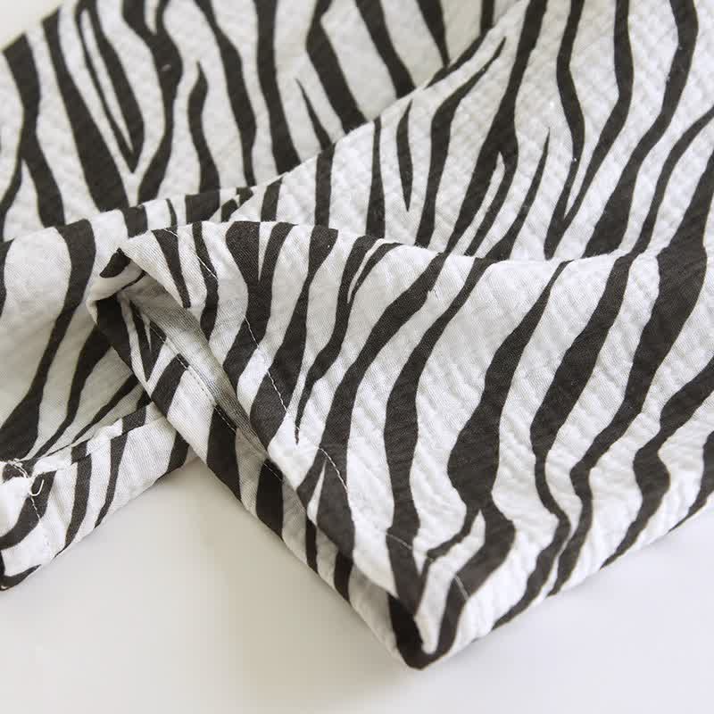 Modern Zebra-striped Cotton Gauze Pajama Set - image 8