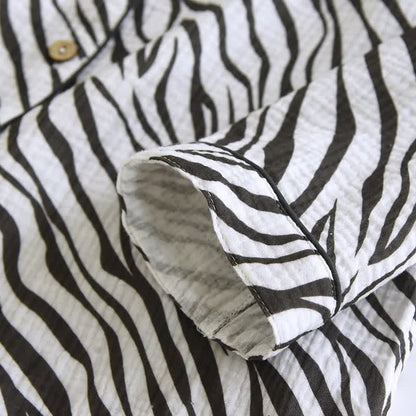 Modern Zebra-striped Cotton Gauze Pajama Set - image 9