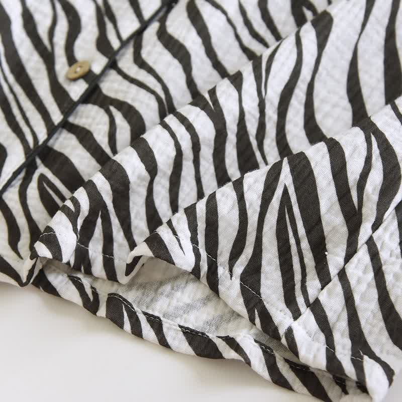 Modern Zebra-striped Cotton Gauze Pajama Set - image 7