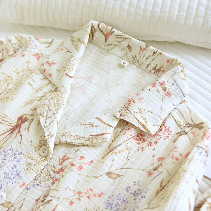 Muted Floral Cotton Gauze Pajama Set - image 6