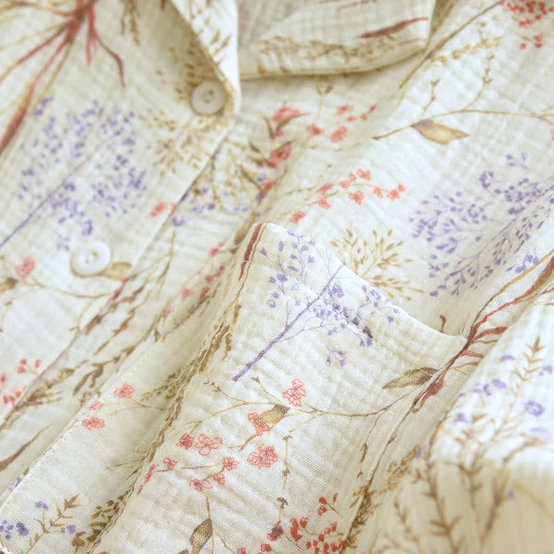 Muted Floral Cotton Gauze Pajama Set - image 7