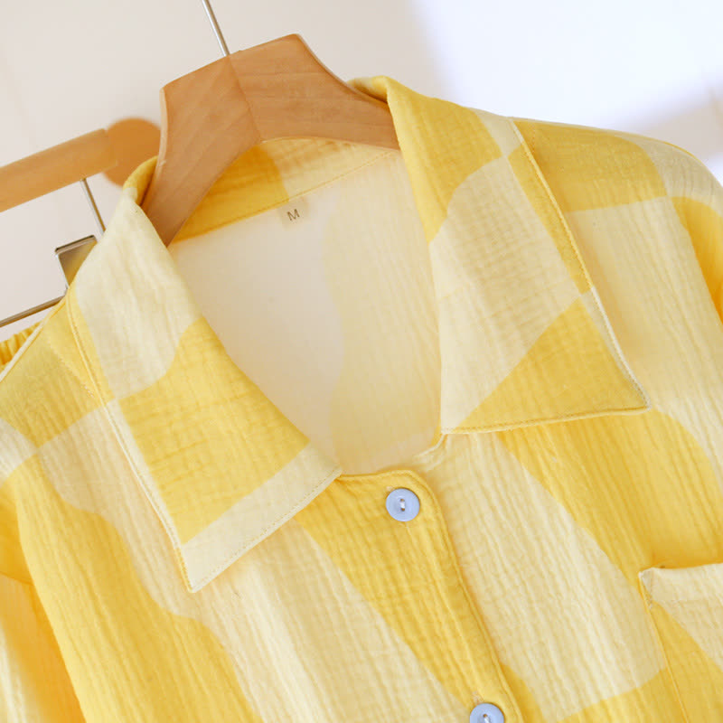 Cat Pocket Plaid Cotton Pajama Set - image 5