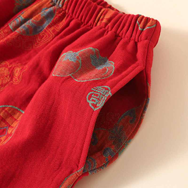 Auspicious Gourd Persimmon Cotton Loungewear Set - image 3