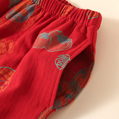 Auspicious Gourd Persimmon Cotton Loungewear Set - image 3