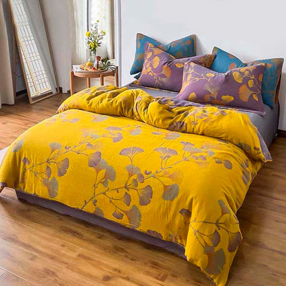 Ginkgo Leaf Jacquard Cotton Bedding Set(4PCS) - image 1