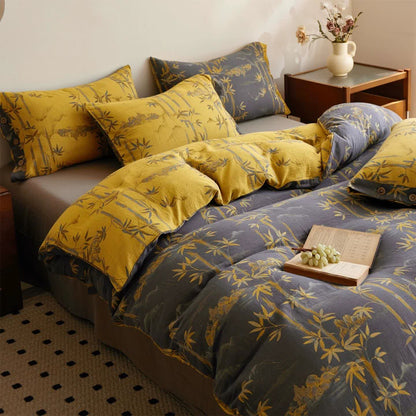 Ownkoti Bamboo Plant Cotton Gauze Reversible Bedding Set (4PCS)  - image 16