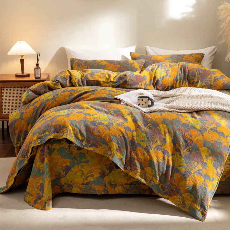 Natural Ginkgo Leaf Cotton Bedding Set (4PCS)  - image 0