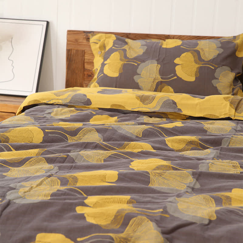 Ginkgo Leaf Cotton Reversible Bedding Set(4PCS) - image 2