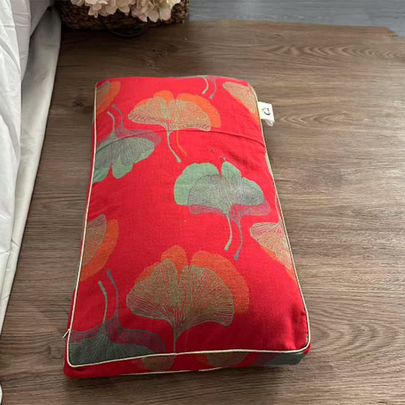 Ginkgo Leaf Cotton Gauze Pillowcase - 1pc Buckwheat Pillow - Red - 13" x 23" - image 0