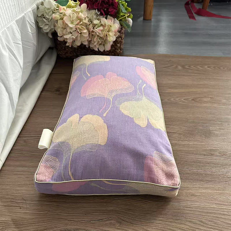 Ginkgo Leaf Cotton Gauze Pillowcase - 1pc Buckwheat Pillow - Light Purple - 13" x 23" - image 2