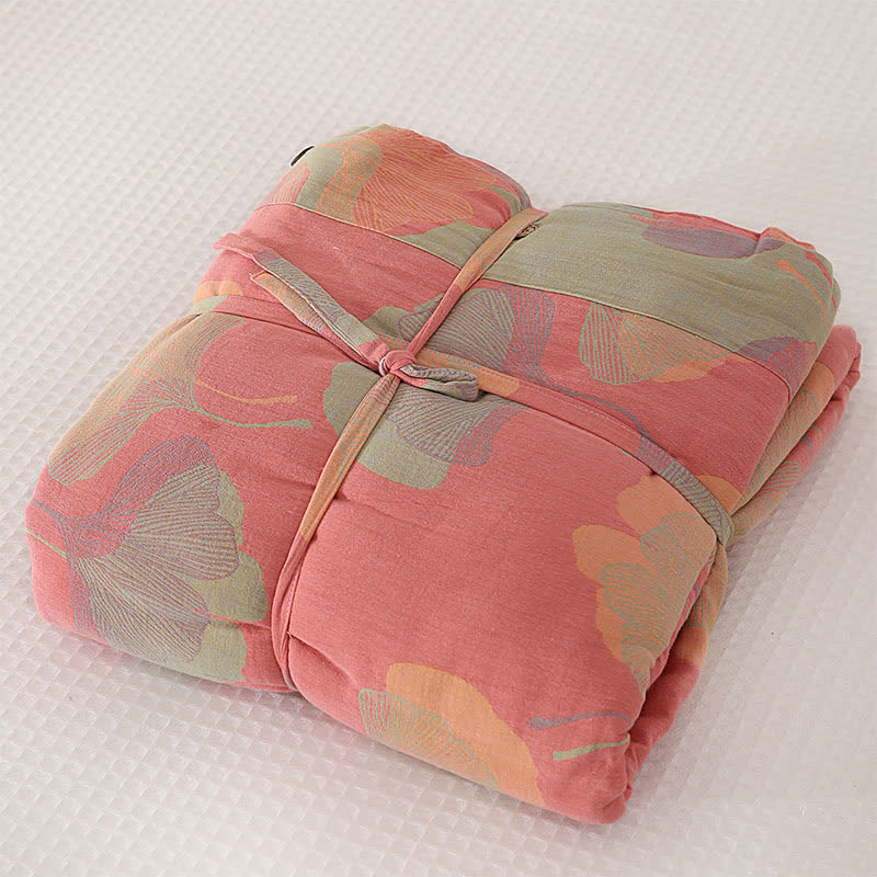 Ownkoti Natural Ginkgo Leaf Cotton Sheet Coverlet - Pink - 2PCS Pillowcases - 19" x 29" - image 0