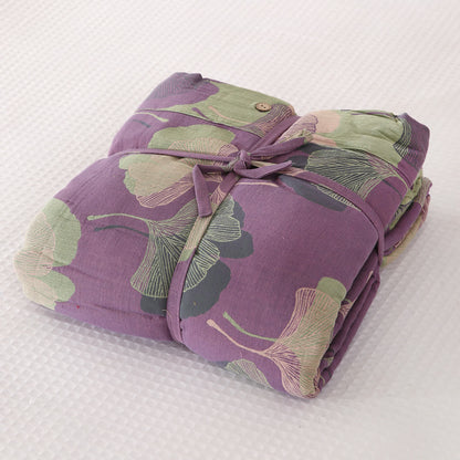 Ownkoti Natural Ginkgo Leaf Cotton Sheet Coverlet - Dark Purple - 2PCS Pillowcases - 19" x 29" - image 6