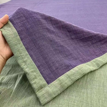 Ownkoti Minimalist Reversible Cotton Gauze Bedding - Purple & Green - Bed Sheet - King - image 5